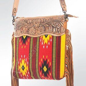 American Darling  Conceal Carry Cross Body Bag Leather Fringe Purse Western  NWT